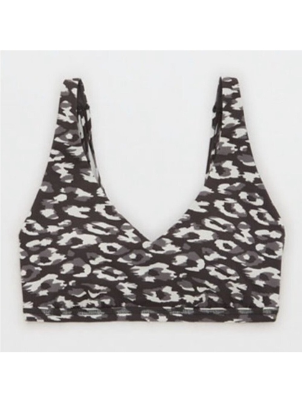 Aerie offline Goals Plunge Sports Bra in Gray Black Printed NWT